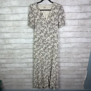 Madewell Puff-Sleeve V-Neck Midi Dress in Floral Size 4 thumbnail 4
