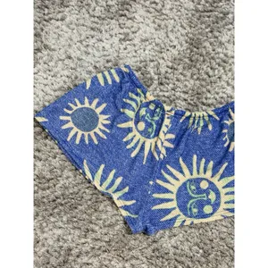 Out From Under Ellie Sweatshorts Blue Celestial Sun Drawstring Boho Loungewear M thumbnail 7