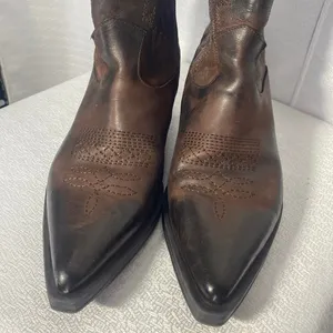 Emanuele Crasto Brown Western Cowboy Booties women sz 37 / US 6.5 thumbnail 4
