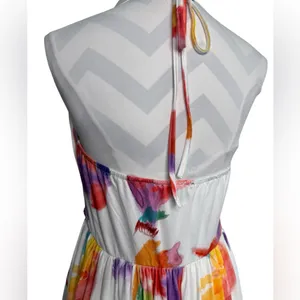 LORAGAL Floral Deep V Neck Floral Ruched Cinch Waist Maxi Dresses-Large NWT thumbnail 8