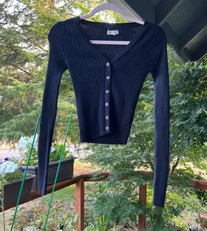 Black Ribbed Cardigan thumbnail 1