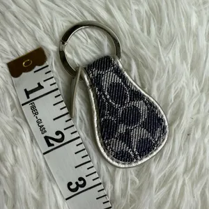 Vintage COACH y2k SIGNATURE TEAR DROP KEY RING Denim Charm thumbnail 5