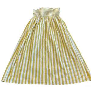 A New Day Yellow White Striped Maxi Dress Sundress Strapless Cotton Size Medium thumbnail 9