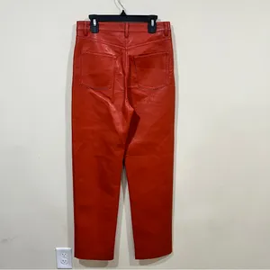 Aritzia The Melina Wilfred vegan leather pants fire orange 4 high rise straight thumbnail 7