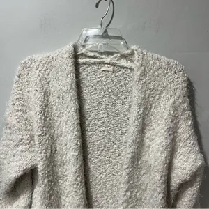 Altar'd State long open‎ front Fuzzy sweater Ivory White Small Cotton Acrylic thumbnail 3