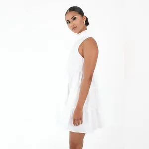 TCEC White Twirl Around Tier Mini Dress Halter Sleeveless Bridal Shower Spring S thumbnail 11