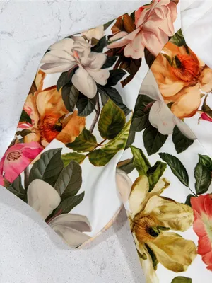 ANTONIO MELANI White Floral Midi Dress with Pink, Green & Yellow Accents thumbnail 9
