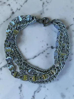 Sarah Coventry Vintage Silver Layered‎ Chain Necklace Bracelet Set Logo S Links thumbnail 12