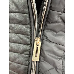 Marc New York Jacket Womens Medium Black Faux Leather‎ Quilted Hooded Zip B16 thumbnail 8