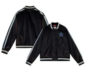 NWT NFL Mitchell & Ness Throwback Dallas cowboys satin varsity jacket black M thumbnail 2