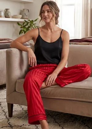 House of Harlow 1960s Sleepwear Satin Pants Size Large. thumbnail 1