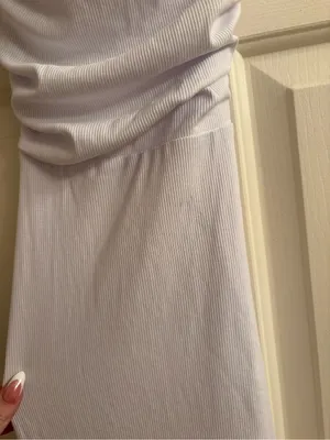 Selfie Leslie White Cowl-Neck Midi Dress with Crisscross Back thumbnail 2
