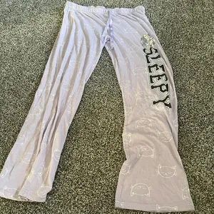 Purple Sleepy Kitty Cat Pajama Pants M thumbnail 1