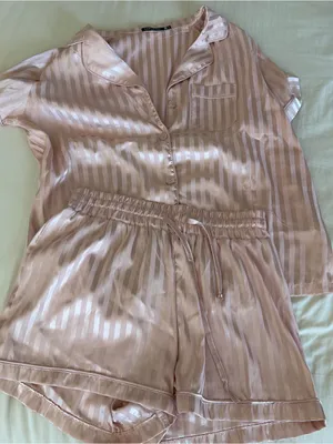 Tart Pink striped pajama short set thumbnail 2