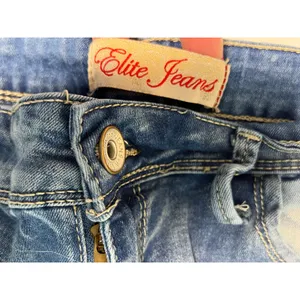 Elite Jeans Ripped Destroyed Blue Jeans‎ High Rise Punk Bohemian Sz 13/14 thumbnail 3