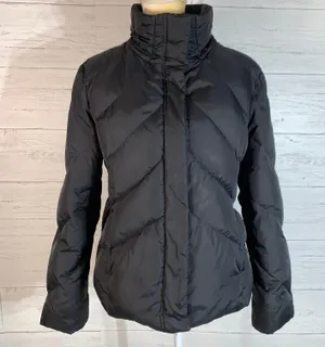 Womens down feather black puffer jacket XL juniors or M reg. thumbnail 1