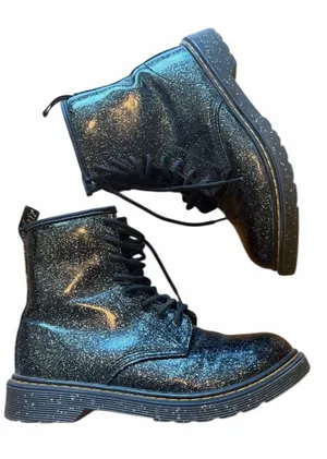 DR. MARTENS “Doc’s” Black 1460 Patent Glitter Lace-Up Boots with Side Zip 6 thumbnail 1