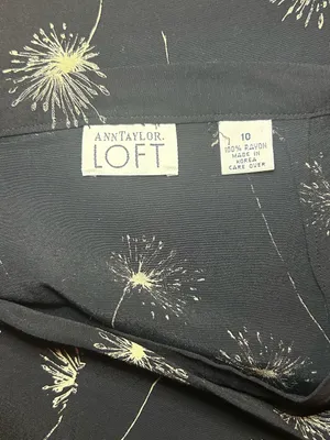 Ann Taylor LOFT Black Dandelion Print Wrap Style Skirt Size 10 thumbnail 5