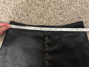 Black Faux Leather Button-Front Mini Skirt thumbnail 6