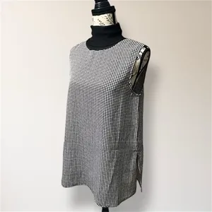 Club Monaco M Black White Houndstooth Sleeveless Mock Neck Retro Y2K Top‎ thumbnail 2