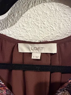LOFT Sheer Floral V-Neck Blouse in Brown Multi thumbnail 2