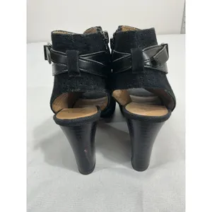 Womans Franco Sarto L Fantana 8 M Black Open Toe Zip Strappy Heel Ankle Boots thumbnail 5