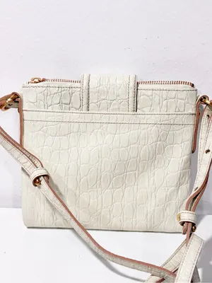 BRAHMIN Mimosa White Crocodile Leather Crossbody Purse Gold Hardware thumbnail 6