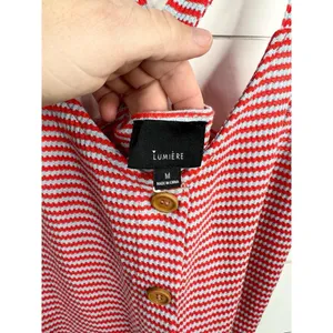 Lumiere Red Blue Striped Cross-Back Button-Front Tank Top Size M Cropped thumbnail 6