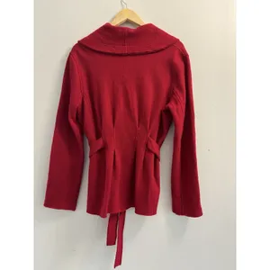 CAbi Red 100% Merino Wool Belted Wrap Cardigan Jacket Sweater Belt M Style 167 thumbnail 4