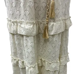KATE & LILY Elegant Cream Lace Boho Midi Dress Sleeveless Ruffle Sz Medium thumbnail 9