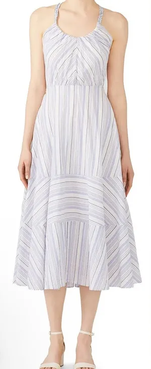 La Vie by Rebecca Taylor Leila Striped Midi Dress - Size L thumbnail 1