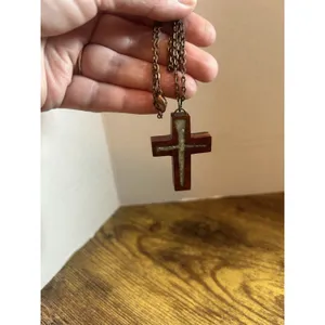Handmade Cross Necklace 24” Chain Silver Tone Religious Faith Pendant Gift thumbnail 5