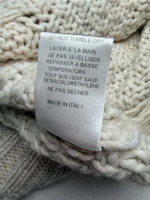 MERSEA Womens OS Chunky Cable Knit Sweater Wool Alpaca Cream Made in Italy thumbnail 6