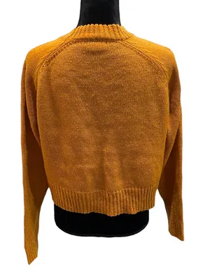 La Hearts Mustard Striped Crewneck Cropped Sweater thumbnail 2