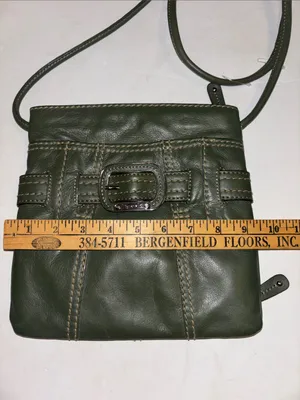 Tignanello Brand Olive Green Leather Crossbody With Distinctive Buckle Design thumbnail 9