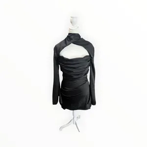 House of CB Toira Black Draped Corset Satin Cutout Mini Dress XS thumbnail 5