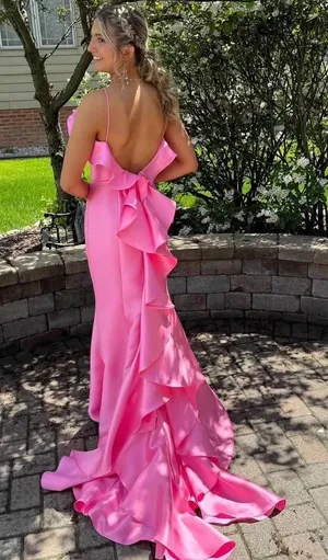 Boutique prom dress hot pink thumbnail 1