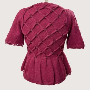 Leifsdottir XS Lisel Cardigan‎ Burgundy Wool Knit Peplum Goblin Viking Valentine thumbnail 3