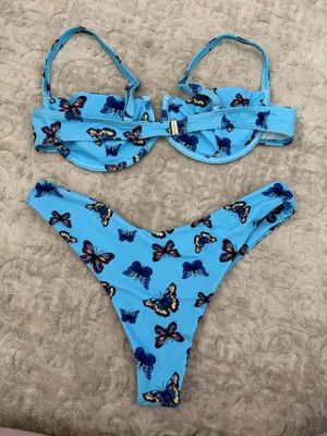 New Butterfly Bikini Set Blue Size M thumbnail 3