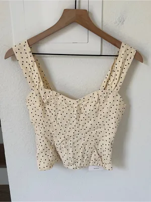 Reformation Hester Polka Dot Tank Top in Salt and Pepper NWT thumbnail 3