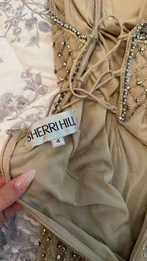 Sherri Hill Nude Beaded Prom Dress thumbnail 6