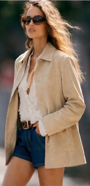 Reformation Veda Lincoln‎ Suede Jacket Oat Distressed Leather XS NWT thumbnail 1