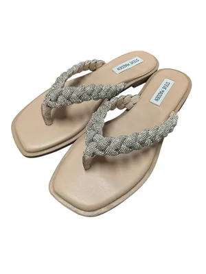 Steve Madden Amily Rhinestone Thong Sandals Slip On Silver 8.5 thumbnail 2