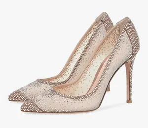 NWB badgley mischka size 8.5 heel Weslee Crystal Embellished Evening Shoe bling thumbnail 1