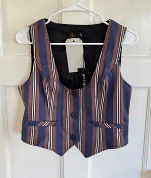 NWT Delia x Dolls Kill Soho Chic Striped Vest‎ size Medium thumbnail 1