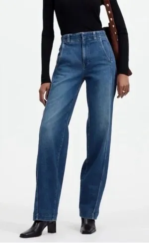 ☀️3/$25 Madewell Tapered Denim Trousers High Rise Comfort Barrel 31 thumbnail 1