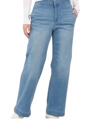 OAT New York Women High Rise Wide Leg Jeans Medium Wash Size 6/28 thumbnail 1