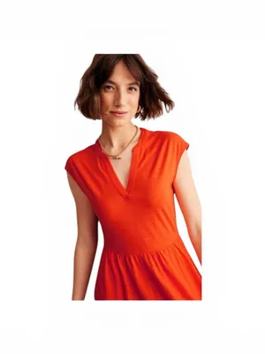 Boden Chloe Notch Jersey Midi Dress Sz 10 Dk Orange Sleeveless Date Night thumbnail 3