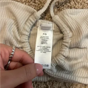 Garage Beige Ribbed Tie-Back Bandeau Top Size Small thumbnail 2