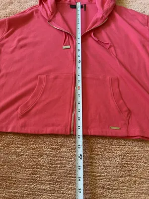 Donna Karan Active Pink Zip Hoodie Bell Sleeves Drawstring Cuffs Women’s M thumbnail 4